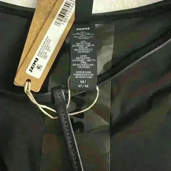 Skims Swim Micro String Thong Faux Leather Onyx 4X - Picture 4 of 6